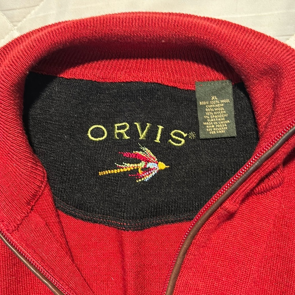 Orvis Wool 1/2 Zip sweater red